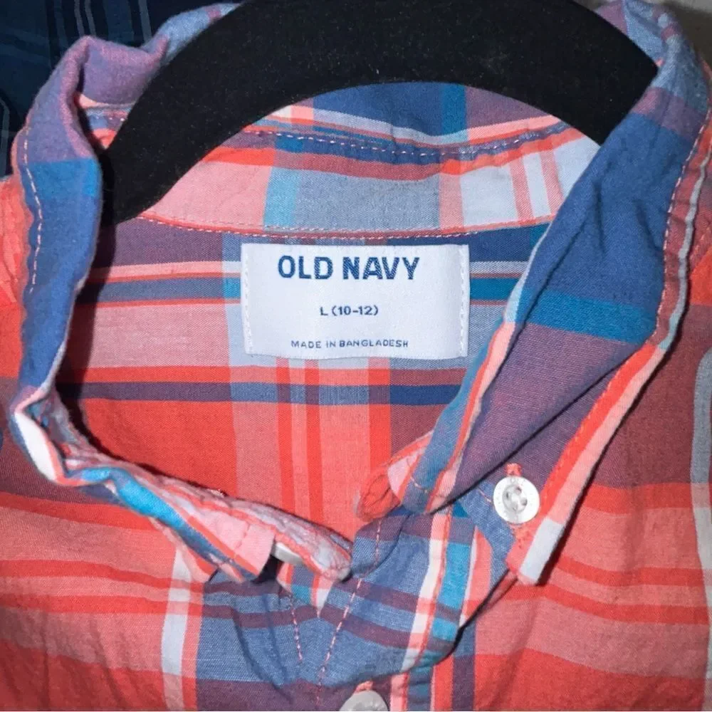 Old Navy Boys’ Plaid Stripe Floral Print Polo Button Down Shirt Lot of 4